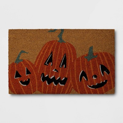 1'6"x2'6" Three Jack O Lanterns Coir Doormat Orange - Hyde and EEK! Boutique™