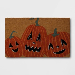 1'6"x2'6" Three Jack O Lanterns Coir Doormat Orange - Hyde and EEK! Boutique™ - 1 of 4