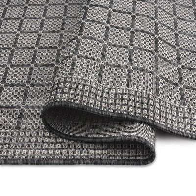 Luna Modern Geometric Black and Gray Indoor/Outdoor Area Rug