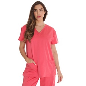 Just Love Solid Stretch Scrub Top for Women Mock Wrap Nursing Shirt. - 1 of 3