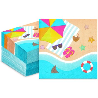 Sparkle and Bash 100 Pack Summer Travel Cocktail Napkins for Tropical Luau Party (5 x 5 In)