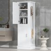 Vynxaria Tall Bathroom Storage Cabinet, Freestanding Storage Cabinet with Hook and Adjustable Shelf, MDF Board, White - 3 of 4
