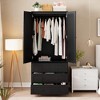 Armoire Wardrobe Closet with 3 Drawers and 2 Doors, Modern Wooden Wardrobe Cabinets - 3 of 4