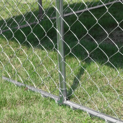 Silver Outdoor Metal Dog Kennel with Mesh Sidewalls and Cover