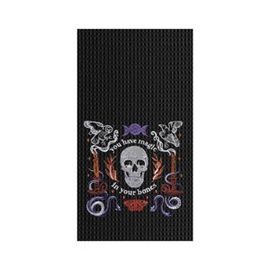 C&F Home Magic In Your Bones Skull Halloween Embroidered Cotton Waffle Weave Kitchen Towel - 1 of 4