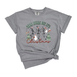 Simply Sage Market Women's Dead Inside Christmas Skeleton Short Sleeve Graphic Tee - 1 of 2