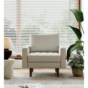 Tree City - 32'' Faux Leather Tufted Square Accent Armchair - Modern Chair for Living Room, Bedroom, Office & Small Spaces - 1 of 4