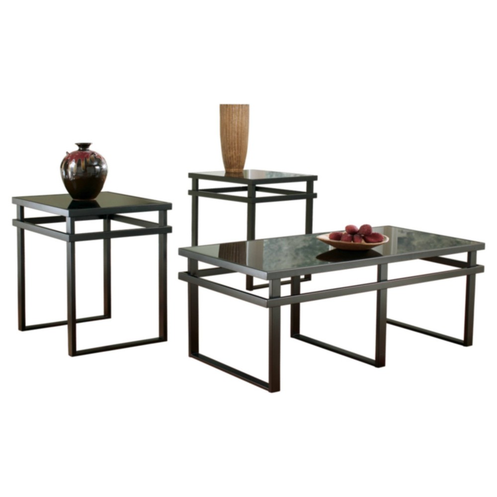 Photos - Dining Table Ashley Set of 3 Laney Side Tables Black/Gray - Signature Design by 