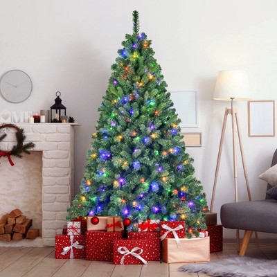 Whisen 6FT Artificial Christmas Tree, LED Lights, App Control, 917 Tips, Hinged Branches, Dual-Color Effects, Metal Stand