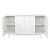 TIRAMISUBEST 4-Door Storage Cabinet with Intaglio Design & Pine Legs - White Mobile File Organizer with Wheels - 3 of 4