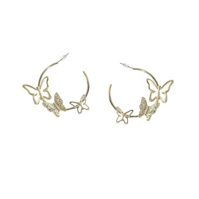 SOHI Women's Champayne Gold Party Hoop Earrings