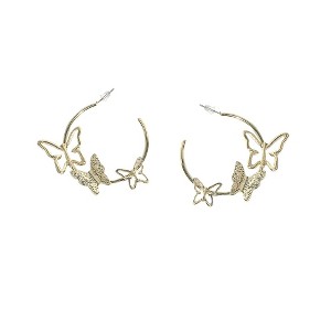 SOHI Women's Champayne Gold Party Hoop Earrings - 1 of 4