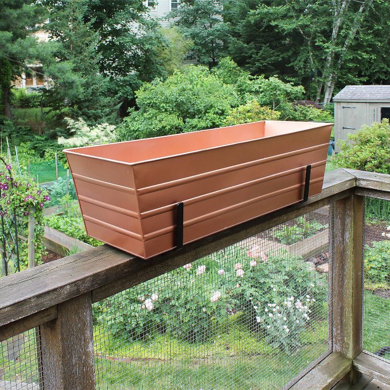 35.25&#34; Large Galvanized Steel Rectangular Box Planter with Brackets for 2 x 6 Railings Copper Plated - ACHLA Designs, 3 of 4