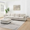 130 Inch L-Shaped Sectional Sofa with Ottoman, Sofa with Folding Table and Side Storage Pockets, Chenille Sofa with Wood Frame-Coolbibila - 3 of 4