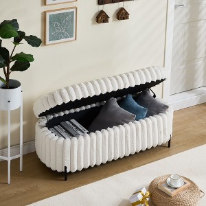 CAVINAS 49.2" Faux Fur Storage Ottoman Bench with Flip-Top Lid,Multi-Functional Footstool with Metal Legs,Storage Bench for Bedroom,Entryway - 1 of 4