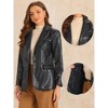 Allegra K Women's Faux Leather Long Sleeve Lapel Collar PU Moto Biker Jacket - image 2 of 4