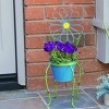 24" Iron Flower Planter Stand Blue - Alpine Corporation - 2 of 4
