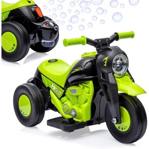 6V Bubble Motorcycle Ride-On Toy, 3-Wheel Electric Motorbike with Music, LED Headlights, Forward/Reverse Pedal, Built-in Bubble Machine - 1 of 4