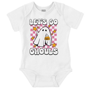 Cute Halloween Let's Go Ghouls Ghost Baby Bodysuit Jumper Girls Brisco Brands - 1 of 4