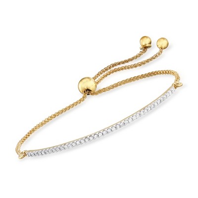 Ross-Simons 0.27 ct. t.w. Diamond Curved Bar Bolo Bracelet in 18kt Gold Over Sterling Size