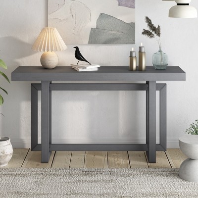 Contemporary Console Table With Wood Top, Extra Long Entryway Table, Modern Sofa Table-Cuddlewood