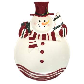 15.5 Inch Snowman Serving Platter Christmas Present Tree Dip Bowl And Platters