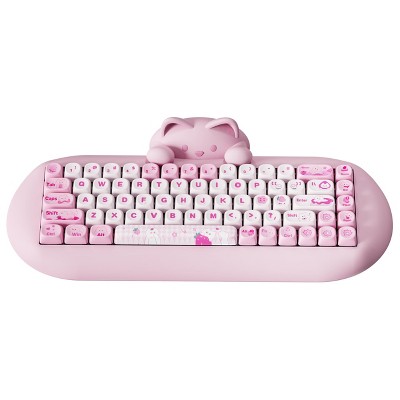 MaseiKar C68 Wireless Mechanical Keyboard, 65% Gaming Keyboard Hot Swap,BT5.0/2.4G/Wired, RGB Backlit,Silicone Ergonomic (Caramel Coffee Switch,Pink)