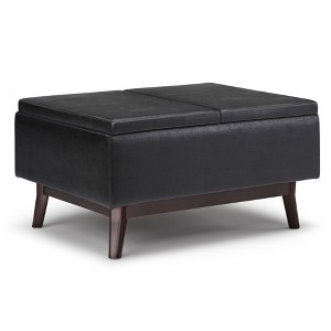 Owen - Tray Top Small Coffee Table Storage Ottoman - Distressed Black - 1 of 1