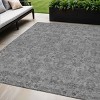 Gray Silver And Charcoal Floral Washable Indoor Outdoor Area Rug - 2 of 4
