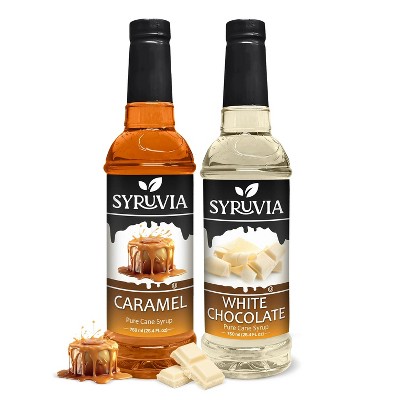 Syruvia Coffee Flavors Variety Pack: Caramel & White Chocolate 25.4 fl oz Syrup