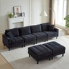MAYEERTY 122.5 Inch Oversized U Shaped Modular Sofa Corduroy Fabric 2 Pillows 2 Ottomans Plastic Legs Black Living Room Sectional - 2 of 4