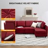 Living room modular sofa with storage and footstool, modern style, upholstered armrests, for apartments and offices, comfortable velvet, red - 2 of 4