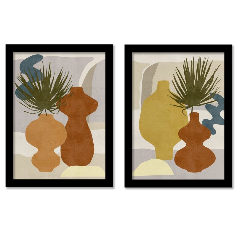 Americanflat Farmhouse Botanical Terracotta Leaves By World Art Group Set Of 2 Framed Diptych Wall Art Set, 1 of 4
