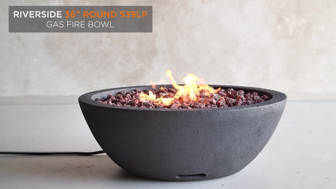 Riverside Round Fire Bowl with Natural Gas Kit Gray - Real Flame, 6 of 7, play video