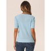 Allegra K Women's Casual Crochet Knit Button Up Sweater Short Sleeve Cardigan - 3 of 4