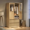 Garvee Armoire Wardrobe Closet, Bedroom Tall Wooden Wardrobe Storage Cabinet with 2 Drawers, Hanging Rod, 2 Doors, for Bedroom, Apartment - 2 of 4