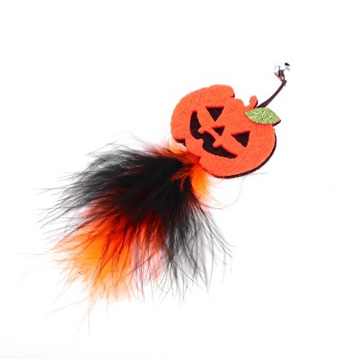 Unique Bargains Pumpkin Pattern Cat Playing Rod Replacement Orange Black 1Pc