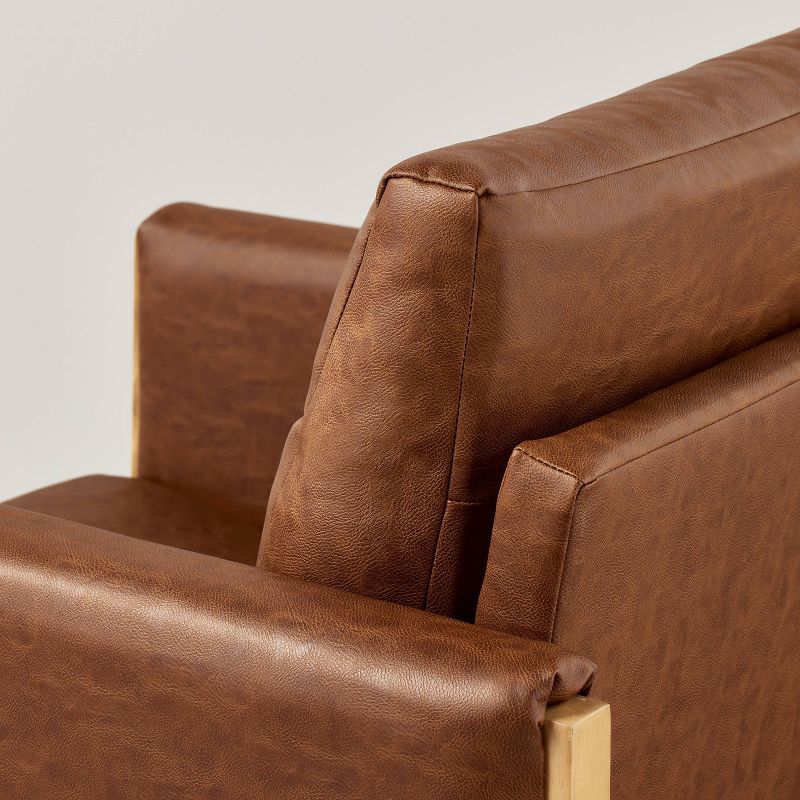 Faux Leather Upholstered Accent Arm Chair - Cognac - Hearth &#38; Hand&#8482; with Magnolia, 6 of 11