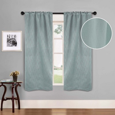 Modern Farmhouse Textured Waves Room Darkening Semi-Blackout Curtains, Set of 2 by Blue Nile Mills