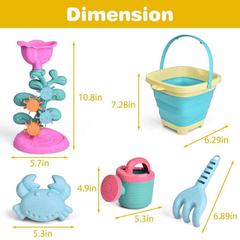 Fun Little Toys Beach Toys with Collapsible Bucket, 11 pcs, 2 of 8