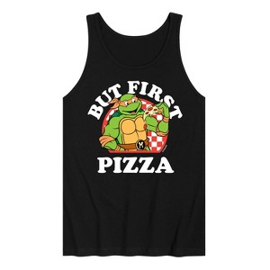 Men's - Teenage Mutant Ninja Turtles - But First Pizza Graphic Tank Top - 1 of 2