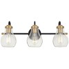 Possini Euro Design Brade Modern Wall Light Black Gold Hardwire 22 3/4" 3-Light Fixture Clear Glass for Bedroom Bathroom Vanity Reading Living Room - 4 of 4
