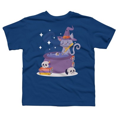 Boy's Design By Humans Halloween Kitty Cauldron By machmigo T-Shirt