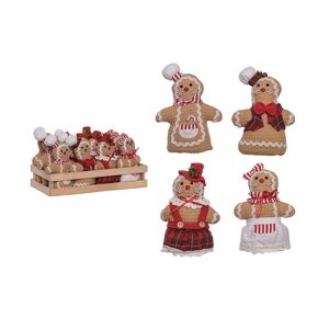 Transpac Fabric 12.2 in. Multicolor Christmas Plush Festive Gingerbread Set of 12 In Crate - 1 of 4