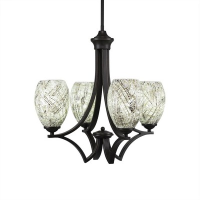 Toltec Lighting Zilo 4 - Light Chandelier in  Dark Granite with 5" Natural Fusion Shade