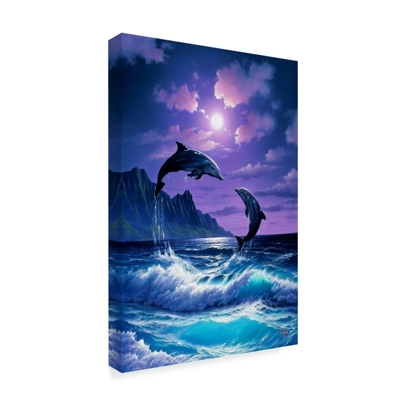 Trademark Fine Art -Anthony Casay 'Jumping Dolphins' Canvas Art, 1 of 4