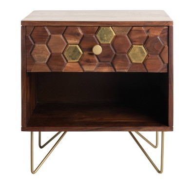 Raveena Nightstand Natural/Brass - Safavieh