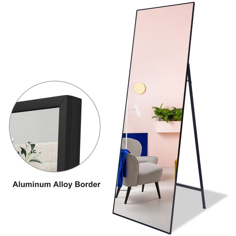 Bowen 65" x 22" Oversized Rectangle Aluminum Frame Wall-Mounted Full Length Mirrors-The Pop Home, 3 of 9