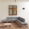 vidaXL Patio Furniture Set 8 Piece Outdoor Sectional Sofa Solid Wood Pine - Natural With Cushions - 2 of 4