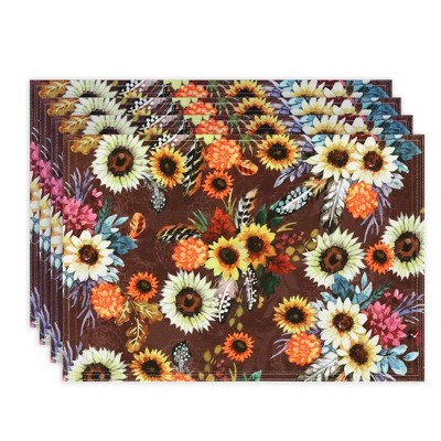 Laural Home Fall Feathers Set of 4 13" x 19" Placemats